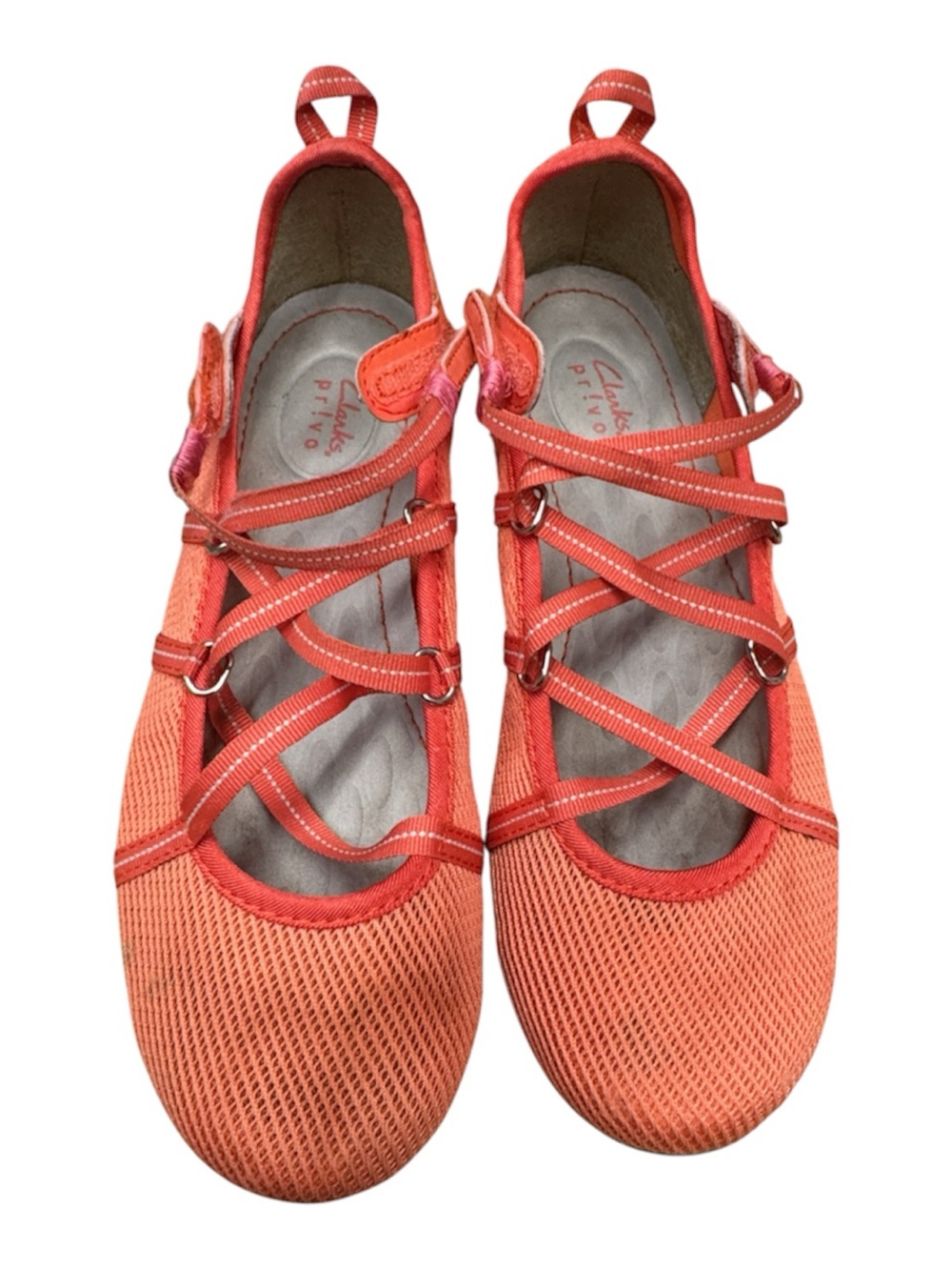 Clarks Orange-Red Mesh Strappy Women's Flats